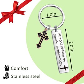 ZNOSVEI Matthew Gifts Christian Keychain Bible Verse Jewelry, Cross Lover Keychain Religious Jewelry For Soul Sister Best Friend Gift, With God All Things Are Possible Keyring