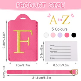 Initial Letter Luggage Tags for Suitcases, Embroidered Monogrammed Suitcase Luggage Identifier Name Tag, PU Leather TSA Approved Luggage Tags, Bag Tags for Men Women Kids Luggage Handbags(Rosered F)