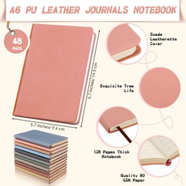 PerKoop 48 Pcs A6 PU Leather Journals Notebook Bulk Lined Journal Soft PU Leather Cover Ruled Writing Notebook for Home Writing School Office Business 128 Pages 5.7 x 3.7 Inch(Dark Color)