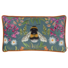 Wylder Nature House Of Bloom Zinnia Bee Rectangular Cushion Cover,Multicolour,30 x 50cm