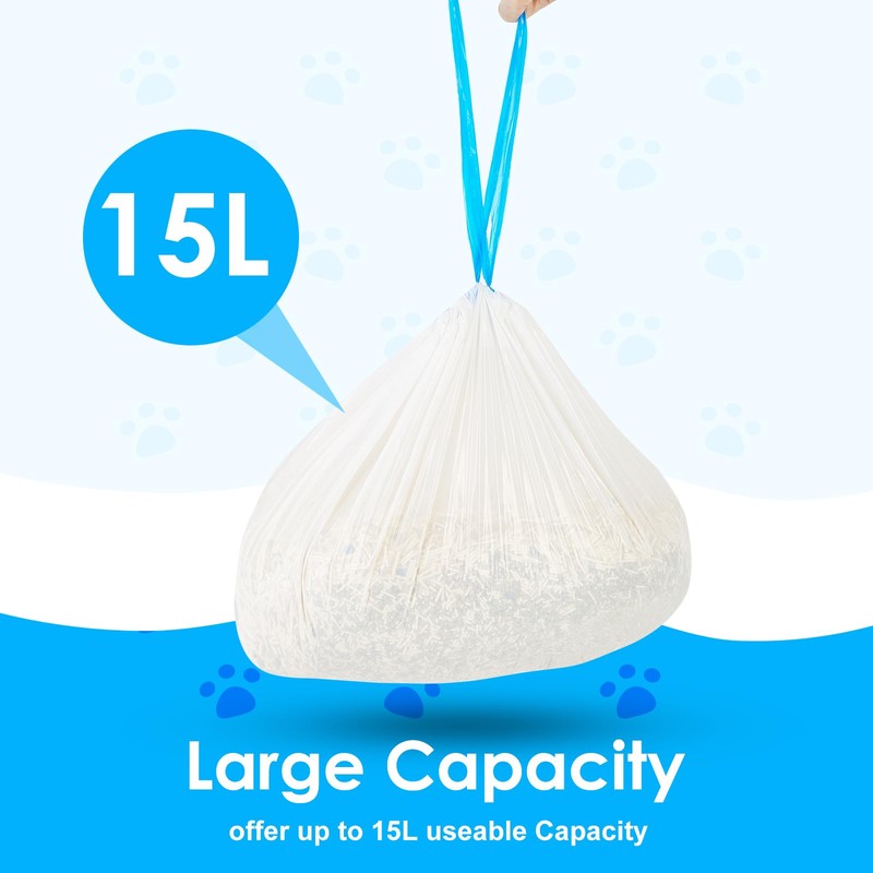 Cat Litter Bags 60 Count, 21.65"x11.8" Drawstring Close Litter Box