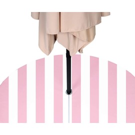 Fabric Textile Products | Pale Pink and White Striped Tablecloth | Cabana Outdoor Tablecloth with Umbrella Hole | 60" Round Outdoor | Machine Washable and Water-Resistant | Made in The USA