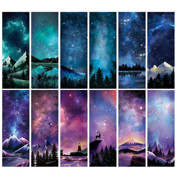 12 Pcs Personalised Space Starry Night Bookmarks, Bulk Book Marks