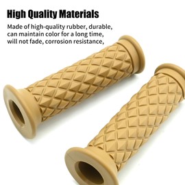 UOIENRT Motorcycle Non Slip Handlebar Grips, 7/8" 22mm 1" 24mm Handle Grips, Vintage Rubber Grips (Tan)