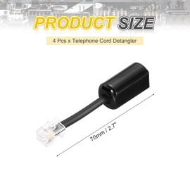 MECCANIXITY 4 Pack Telephone Cord Detangler, 360 Degree Rotating Tangle Free Phone Handset Cable Landline Swivel Cord, 70mm, Black