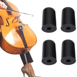 Pvieked 4 Pcs Rubber Tip for Cello Endpin Tip Cap Non-Slip Cap, Instrument Part Replacement, Cello Non-Slip Mat Cello Rubber Tip Floor Protectors, Cello Bass Instrument Accessories Black