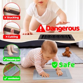 Orzbow Baby Proofing Soft Silicone Vent Cover for Home Wall/Ceiling/Floor Register,Child Proof Floor Air Vent Deflector Cover,Catches Debris Hair & Prevents Creepy Crawlies,Easy Install, Grey