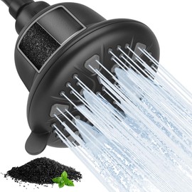 MakeFit Filtered Shower Head with Upgraded Activated Carbon Filter - High Pressure Shower Head with Hard Water Softener - 7 Settings Bathroom Rain Showerhead to Remove Chlorine and Heavy Metals