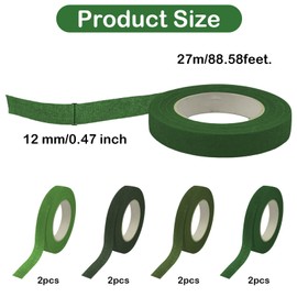 HXC 8 Roll Florist Tape 12mm Width Floral Tape Green Flower Tape Florist Stem Wrap Floristry Supplies for Bouquet Stem Wrapping and DIY Handcrafts(29.5 Yard/Roll)