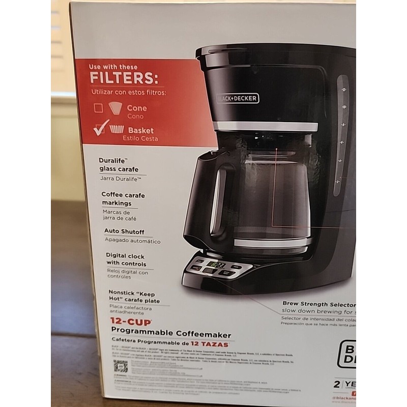 BLACK+DECKER 12-Cup* Programmable Coffeemaker, Black, Vortex Technology Digital