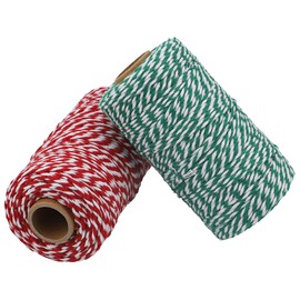 Cotton Baker's Twine Spool 10 Ply,Crafts Twine String for DIY Crafts and Gift Wrapping (Red White+Green White)