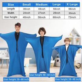 Hugsmiling Body Sock Sensory Kids, Medium 27 * 47 inch, Good for Kids Height: 48~58 inch, Soft Fabric with Strong Stitching and Snap Closures (Classic Blue)