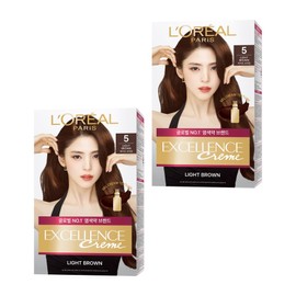 L'Oréal Paris Excellence Cream Comb Cap for Easy Gray Hair Dye, No. 5 Light Brown, 2 Pieces / 로레알파리 엑셀랑스 크림 빗캡으로 간편한 새치염색 염모제, 5호 라이트 브라운, 2개
