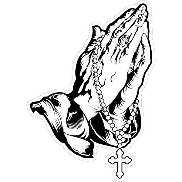 Sheeze Store Vehicle Decals – Praying Hands & Rosary Sticker