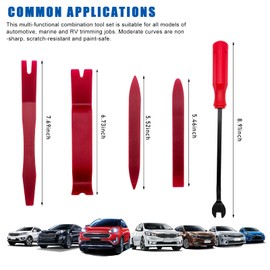 Sylvil 5 PCS Auto Trim Removal Tool Kit, No Scratch Plastic Interior Door Panel Clip Fastener Removal Pry Set, Vehicle Audio Dash Window Molding Remover Tool Kit, Car Accessories (Red)