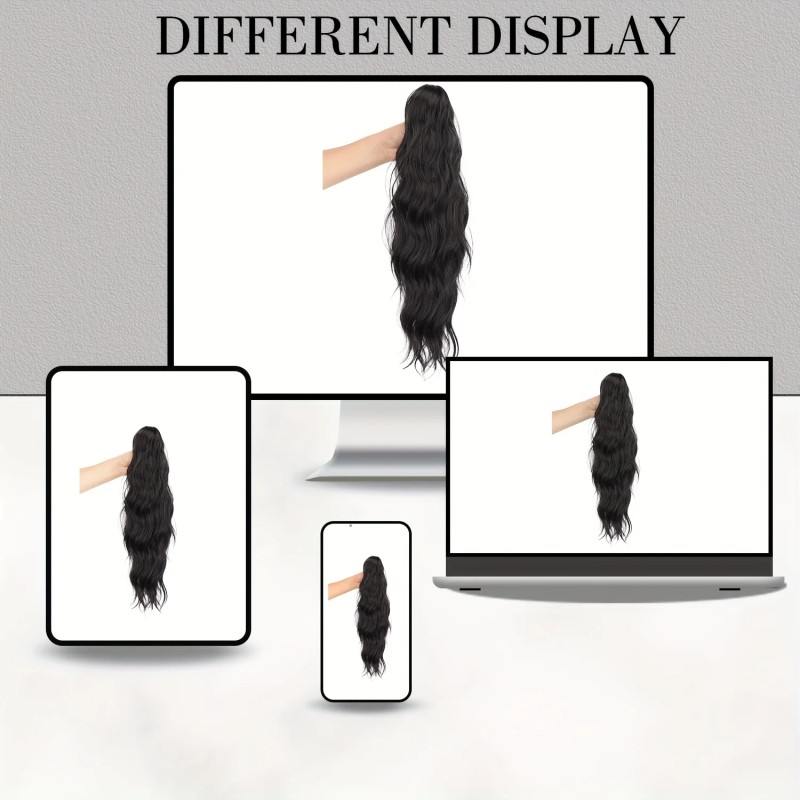 Heat-Resistant Synthetic Curly Water Wave Ponytail Wig for Women Voluminous