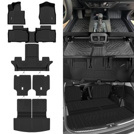 Naibeve Floor Mats for 2020-2025 Ford Explorer 6-Passenger- All Weather for Ford Explorer Floor Mats & Cargo Mat with Backrest Mats & Second Row Backrest Mats Protector Accessories