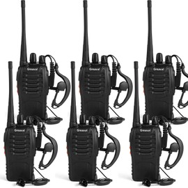Greaval Long Range Walkie Talkies Rechargeable Two-Way Radios with Earpiece, Walkie Talkies for Adults 16-Channel UHF 400-470MHz (Pack of 6)