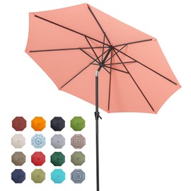 Tempera 7.5ft Patio Market Outdoor Table Umbrella with Push Button Tilt and Crank,Large Sun Umbrella with Sturdy Pole&Fade resistant canopy,Easy to set,Pink