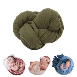 Coberllus Newborn Baby Photo Props Blanket Stretch Without Wrinkle Wrap Milk Velvet Swaddle for Boys Girls Photography Shoot (Army Green)