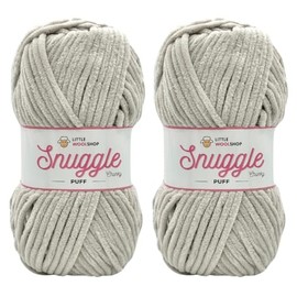 LittleWoolShop Snuggle Puff Chunky Chenille Yarn 100g - 100% Supersoft Polyester (Silver Frosting 1000, Pack of 2)