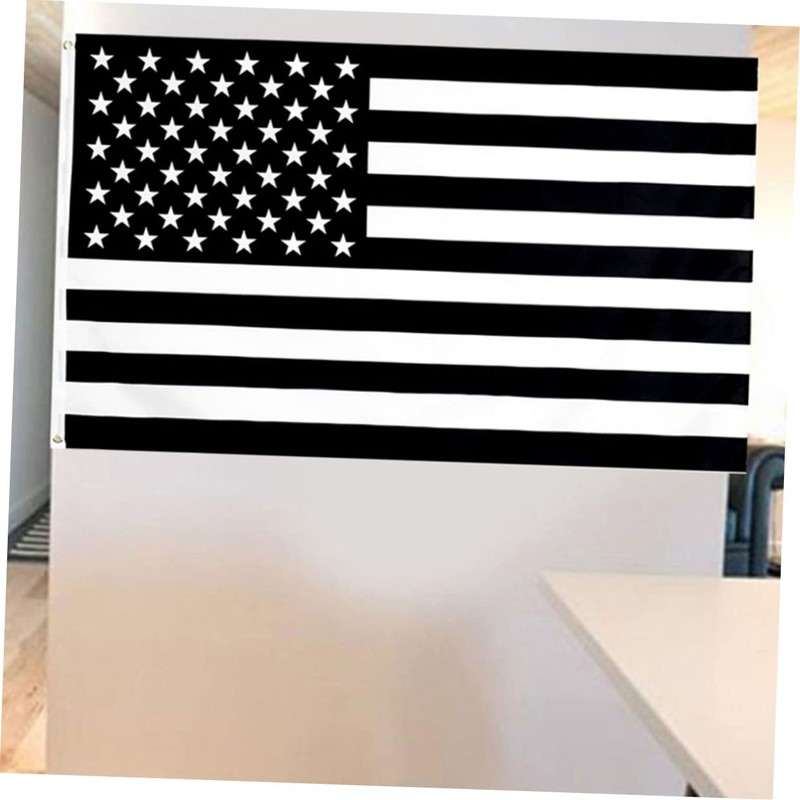 Sosoport 1pc American Flag Garden Banner Decoration Black White Stripe