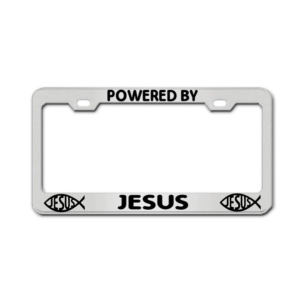 General Tag Powered by Jesus Chrome Standard US License Plate