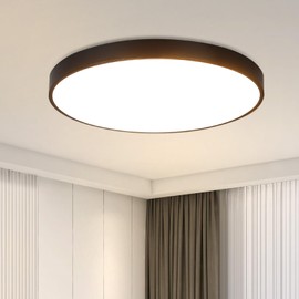 muyuua Ceiling Light LED Ceiling Light Bedroom Lamp Flat 17 W Bathroom Lamp Black Bathroom Ceiling Lighting Warm White Bathroom Lamp IP44 Kitchen Lamp Round for Bathroom Kitchen Living Room