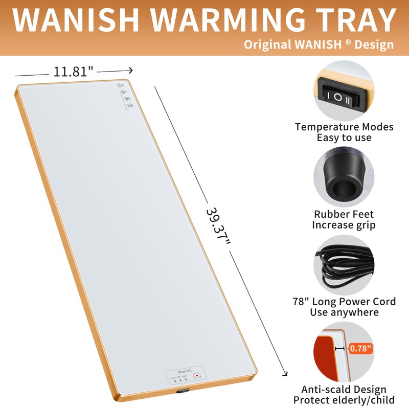 Electric Warming Tray (Extra Long 40"x12")，Food Warmers for Parties Buffet