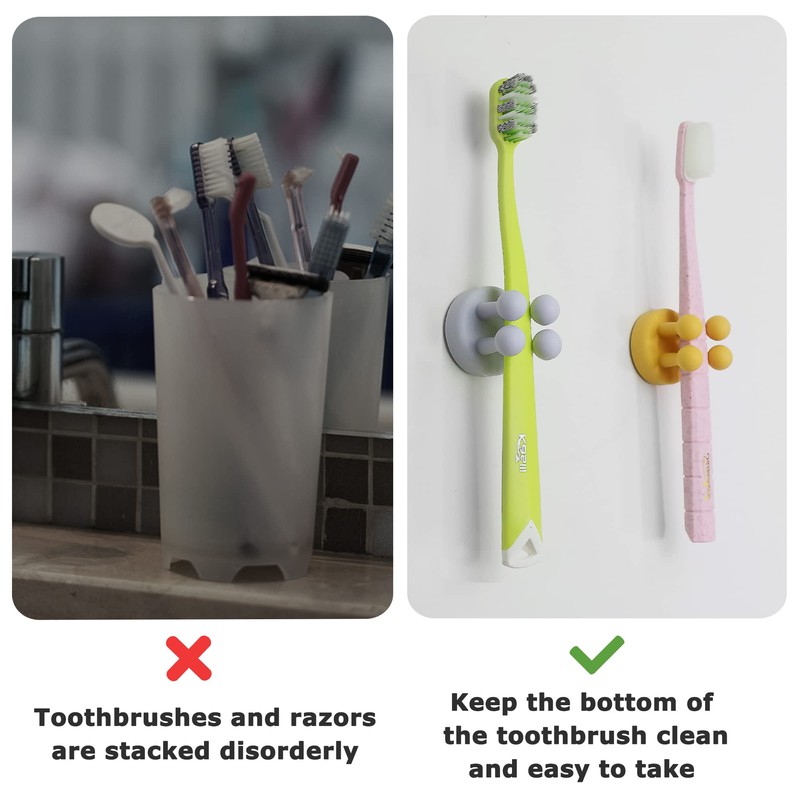 XoYoZo 4 pcs Silicone Toothbrush Holder Multi-Function Hook Waterproof self