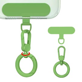 AIQIUQIU Phone Tether Tabs, Cell Phone Lanyard Pad Metal Ring Rotate 360°, Adjustable Fashion Buckle Accessories, Metal Patch, Anti-Entanglement, Matched with Various Lanyards, Matcha Green