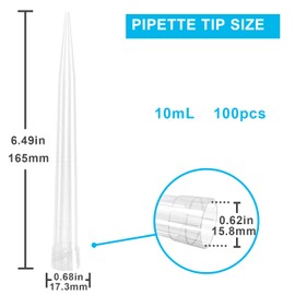 ONiLAB ONiLAB Pipette Tips 10 mL 100 PCS Laboratory Universal Plastic Liquid Pipettor Tips Polypropylene (PP) Autoclavable, Transparent, 10 mL(100PCS)