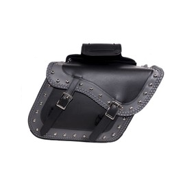 GARGOYLE BELLS Motorcycle Saddle Bags Studded PVC Motorcycle Luggage Bag with Gun Holsters For Softails Sportsters and Choppers Waterproof Tool Bags For Motorcycle (Black PVC, 14" x 6" x 10.5")