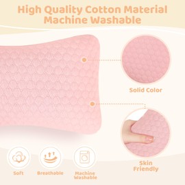 vocheer Piccoli cuscini per dormire, 28 x 17,8 cm, mini cuscino da viaggio, piccoli cuscini per collo, polso, lombare e ginocchio, cuscino per animali domestici, in cotone, lavabile in lavatrice, rosa