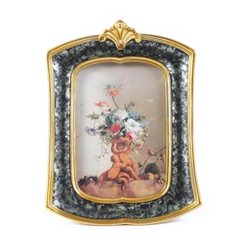Kangce Vintage Picture Frame 4x6 Antique Ornate Photo Frame Tabletop and Wall Hanging Old-Fashioned Style, Decorative Retro Design Home Decor, Photo Gallery Art, Moss Agate Green