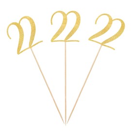 Gold Glitter 22nd Birthday Centerpiece Sticks, 12-Pack Number 22 Table Topper Anniversary Party Decorations