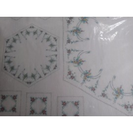 Lindees Little Linens New Dollhouse Doilie table set  Purple floral  1:12