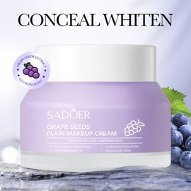 Grape Seeds Tone-Up Cream, Moisturising Tone-Up Cream, Grape Seeds Plain Makeup Cream, Cover & Brighten the Skin Rejuvenating Face Cream for All Skin Tones, 50 g