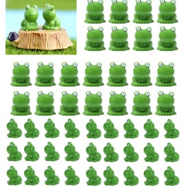 50 Pcs Mini Miniature Resin Frogs | Green Frog Figurines | Miniature Home Décor | Tiny Plastic Frogs | Fairy Garden Decor