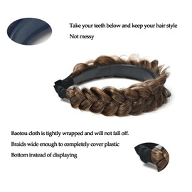 STHEJFB Wide Braided Headband Hoop Fashion Hair Accessories Elastic Non-slip Band for Women and Girl (Red black brown)