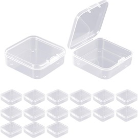 Jyvex Pack of 15 Storage Boxes with Lid, Small, 5.5 x 5.5 x 2 cm, Plastic Box with Lid, Small Plastic Storage Box for Pills, Beads and Craft Accessories
