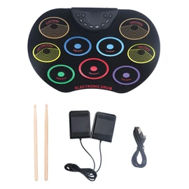 Electronic Drum Set Portable Easy to Play Roll Up Drum Pad Pedals Drum Sticks for Kids Children