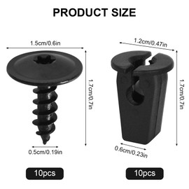 Pack of 20 self-tapping screws, M5 x 16 mm, self-tapping car body screws, flat head screws, stainless steel screws, black screw set for car mudguards, wheel arches, bumpers