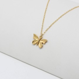 Set Collar y Aretes de Mariposa en Chapa de Oro de 22K