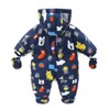 Baby Hooded Romper Snowsuit with Gloves Booties Winter Outfits 9-12