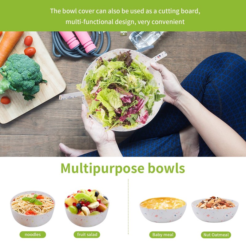 ECOWAY Melamine Salad Bowl, Bamboo Fiber Salad Bowl Large with