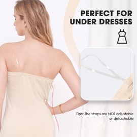 MANCYFIT Women's Tube Top Dress Slip Sleeveless Underdress Invisible Straps Nude Medium