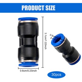 Festo Pneumatic Connectors, Straight Pneumatic Connectors, Compressed Air Hose Connector, Quick Plug Connectors, Compressed Air Tools for Air, Water, Hose Connector, 6 mm, Pack of 30