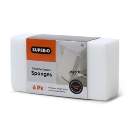 Superio Miracle Eraser Sponges - 6 Count - Effective Cleaning for Kitchen, Bathroom, Walls & More