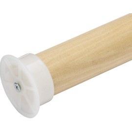 Closet Pole with Wood Construction and Plastic Brackets, 1 3/8" Thick, Natural Finish (3 FT LONG)